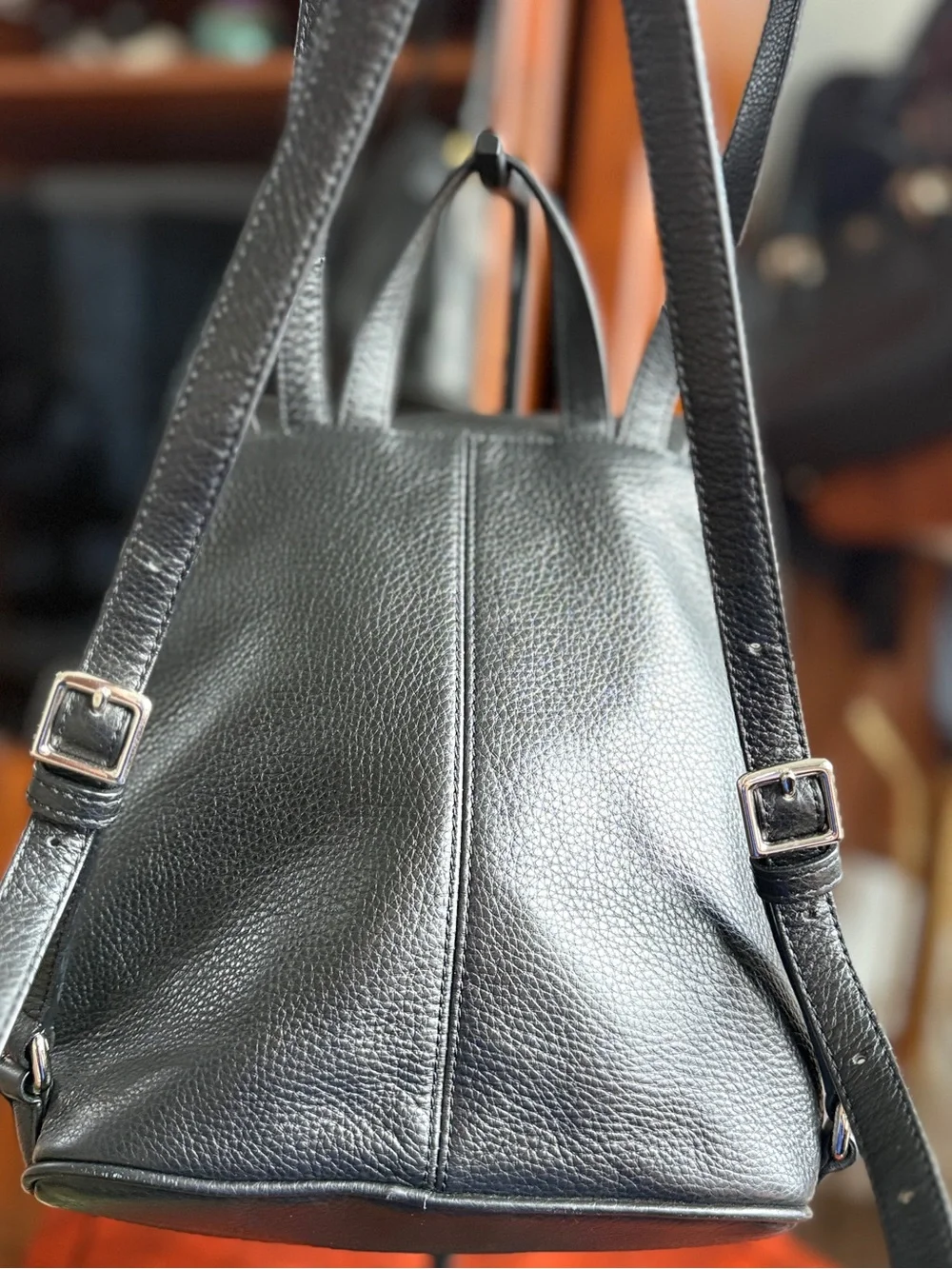 Coach Black Pebbled Leather Turnlock Drawstring Backpack –